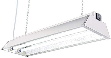 Dual lamp T5 grow light with wide reflector