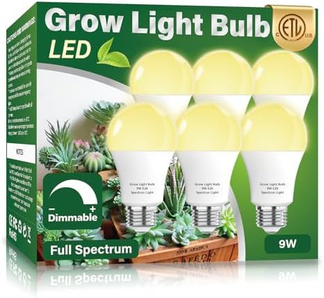 Dimmable A19 grow light bulbs six pack