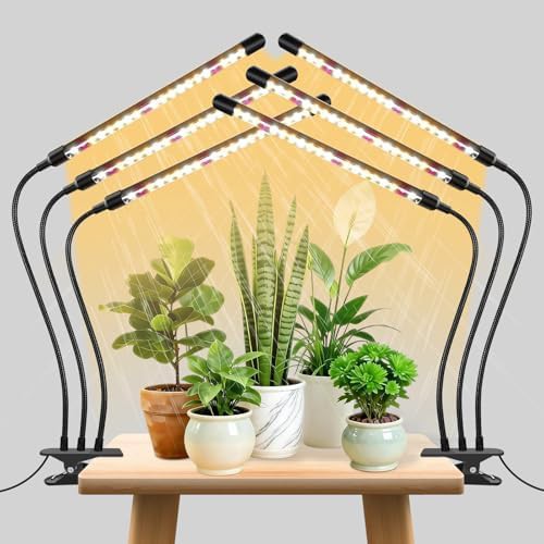 Full spectrum tri-head clip on grow light