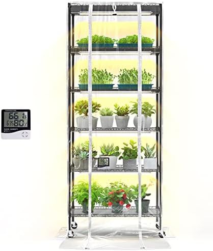 Six tier indoor greenhouse with grow lights
