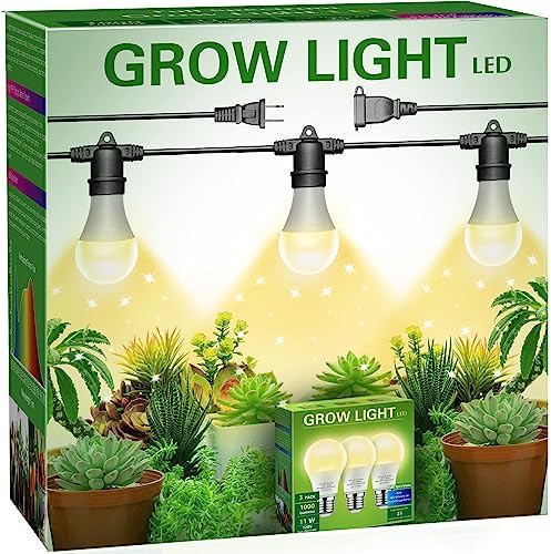 Hanging grow light with three bulbs