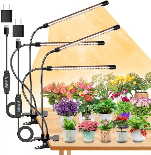 Two head white clip on grow light