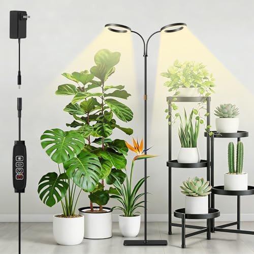 Tall white floor stand grow light for large plants