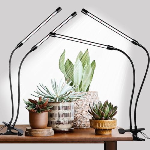 Black clip grow lights with dual heads and timer