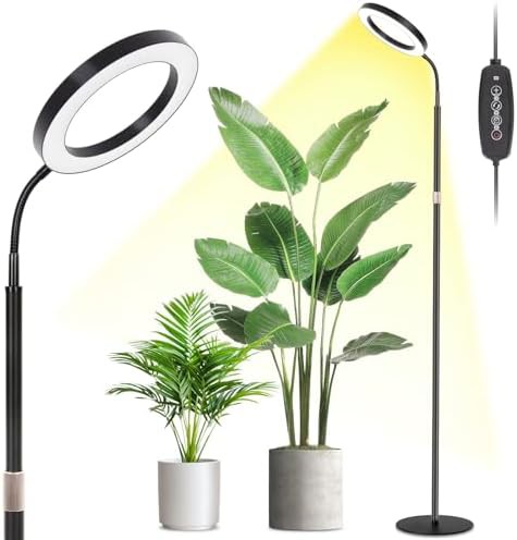 Eight inch halo grow light with tall stand