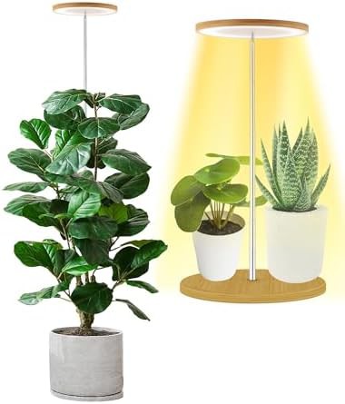 White LED telescoping floor plant lamp