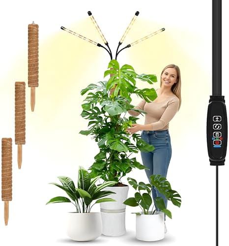 White grow light with integrated moss pole