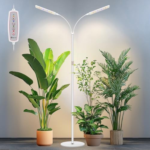 Tall adjustable two head plant light
