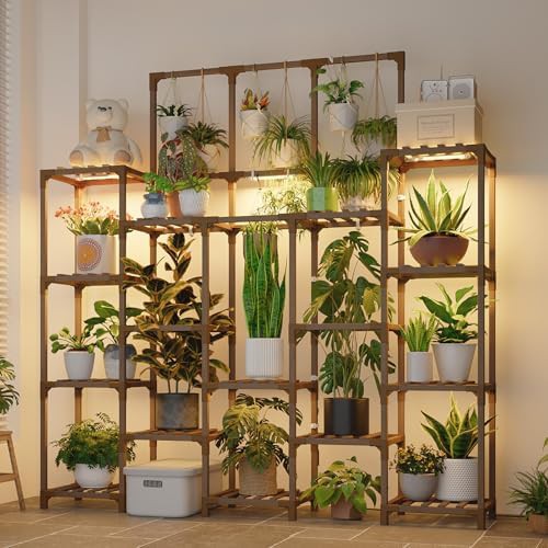 Fourteen tier plant stand with integrated lights