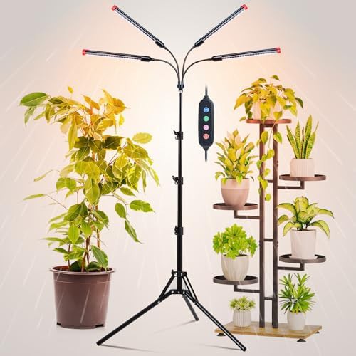 Four head grow light with floor stand