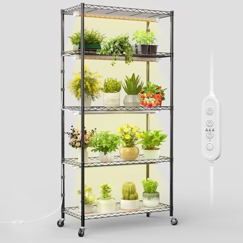 Five tier plant stand with integrated lights