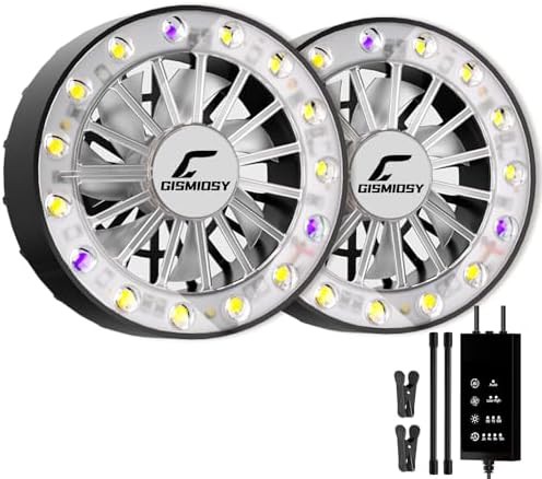 Two pack clip on lights with fans