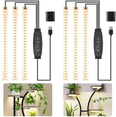 Three head LED grow light strips 2-pack