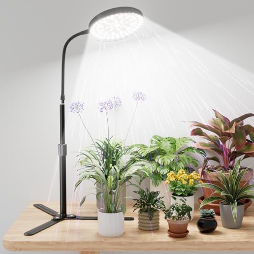 Adjustable height white stand grow light