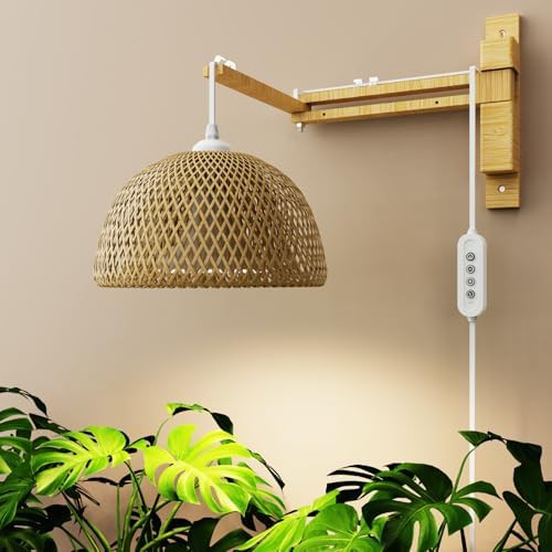 Rattan style hanging full spectrum lamp