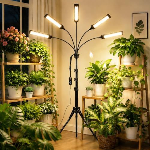 Five head tripod grow light with timer