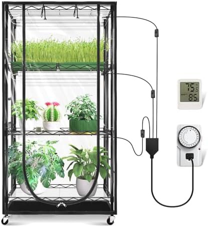 JESLED four tier greenhouse with grow light