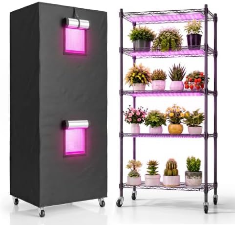 Five tier greenhouse rack with lights