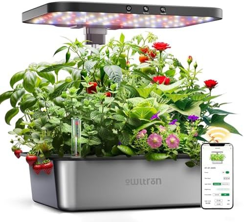 Smart fifteen pod hydroponic system in dark silver